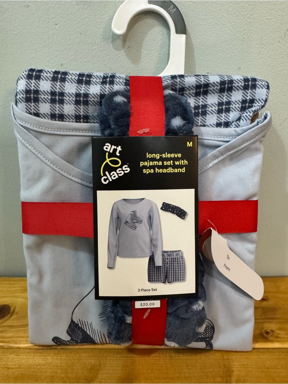 Art Class Long-Sleeve Pajama Set with Spa Headband, Size M